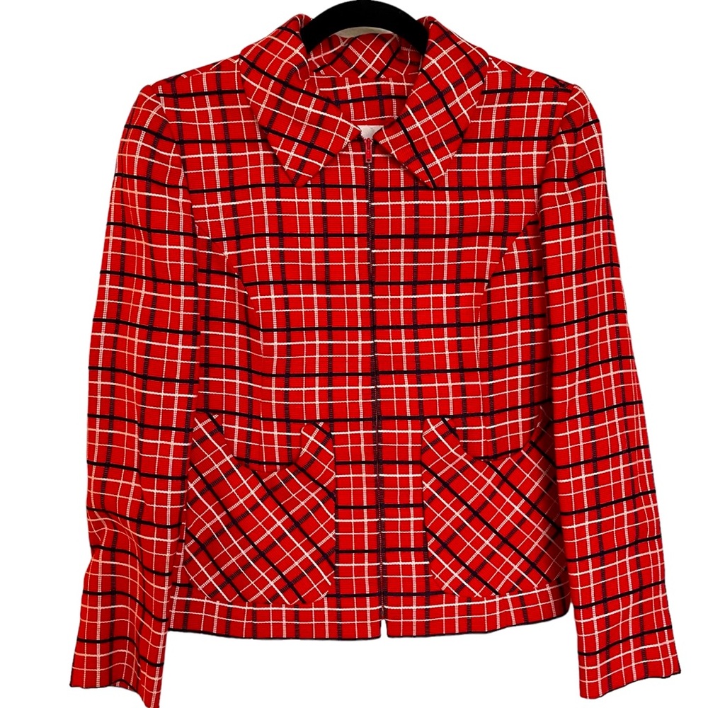 Oscar De La Renta Boutique Vintage Red Zip Blazer